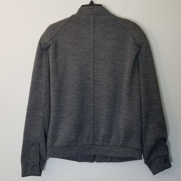 Soft Cloth Men's Heather Gray Wool Blend Softshell Zip Bomber Jacket - Picture 9 of 10